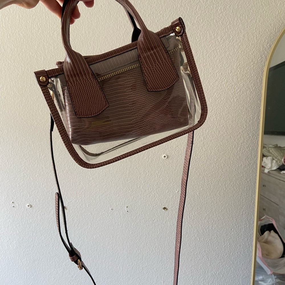 Brown Clear Crossbody Tote Bag